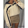 Color Block Cropped Windbreaker Women Casual Zip Up Stand Collar Long Sleeves Striped Outerwear 202 Lady Lightweight Coats