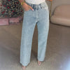 Women Jeans Straight Diamonds Pants Stretch High Waist Washed Mom Jeans Y2k Streetwear Trousers Vintage Denims Streetwear