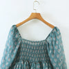 Women Sexy Cross Bandage Black Flower Print Puff Long Sleeve Dress 3 Layer Wood Ears Ruffles Hem Cake Mini Holiday Robe