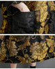 Gold Flowers Jacquard Korean Style Woman Winter Loose Fit Chic Dress Big Size Turtleneck Girls Unique Casual Robe JJXD679