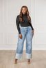 Women Streetwear Straight Washed Denim Patchwork Wide Leg Jeans Pants Spring Ripped Out Party Trousers