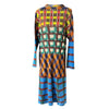 Color-blocking Printed Round Neck Pullover Women's Dress Casual Long Sleeve Mid-length Dresses 2DB4686
