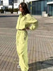 Women's Two-piece Set Stand Up Collar Short Zipper Cardigan Wide Leg Pants Autumn 19DB1233