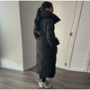 Winter Warm Stand Neck Long Lace Up Down Jackets Women Solid Ruff Soft Waist-cinching Coat Female Winter Chic Jackets