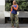Women Camouflage Cargo Long Pants High Waist Wide Leg Drawstring Hem Baggy Trousers Autumn Casual Chic Vintage Streetwear