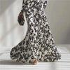 Flower Print Long Sleeve Elegant Maxi Dress Women Gown Spring Ruched Bodycon Mock Neck Long Dresses Female
