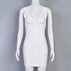Sexy Plunge V Bandage Dress Stripes Slim Bodyocn Mini Party Celebrity Evening Dress Elastic Knitted Vestidos