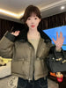 Women Coffee Black Short Parkas Thicken Warm Long Sleeve Lapel Cotton Padded Coat Vintage Winter Student Jacket Streetwear
