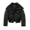 Autumn Winter Women Fake Two Pieces Padded Jacket Turn-down Collar Crop Down Jacket Korean Thick Parkas Outwears Designer