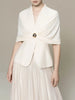 Spliced Button Two Piece Sets for Women V Neck Cape Sleeve Tunic Top High Waist Ombre Skirt Elegant Set Female
