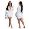 Women Rose Floral Applique Long Sleeve Bodycon Mini Midi Dress Winter V-neck Club Sexy Party Evening Dresses Vestidos