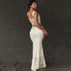 Elegant Women 2 Piece Dress Set Maxi Wedding Guest Dress Lace Up Crop Top and Maxi Skirt Set Formal Event Dress