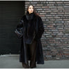 Women's Warm Faux Fur Spliced Cotton Coats Loose Lapel Long Sleeve Pockets Thicken Jacket Winter Lady Chic Outwear