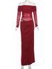Slash Neck Dress Women Chic Elegant Sexy Patchwork Mesh Ruched Hollow Birthday Party Clubwear Vacation Vestidos