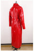 Spring Autumn Long Waterproof Shiny Reflective Black Patent Leather Cocoon Coat Women Sashes Designer Clothes