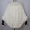 Women 100% Real Rabbit Fur Shawl Scarf With Fox Fur Collar Winter Warm Knitted Rabbit Fur Poncho Girls Party Accessories