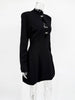 Sexy Plunge Hollow Out Dress Black Striped Slim Long Sleeve Mini Dress Female High Street Party Clubwear Dress
