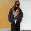 Casual Women Thick Coat With Faux Fur Collar Full Sleeve Zipper Loose Oversize Warm Jacket Female Winter Lady Coats