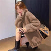 Women Winter Warm Double Coral Fleece Overcoat Solid Soft Plush Stand Collar Coats Ladies Long Sleeved Zipper Outerwears