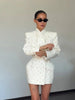 Chic Waist Cinching Suit Jacket Women Elegant V-neck Full Sleeves Single Breasted Shoulder Pad Slim Coat Lady Daily Outerwear