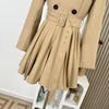 Autumn Winter Women's Windbreaker Dress Mini Skirt Long Sleeve Empire Waistline Outerwear Female Long Coat N967