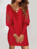 Dresses For Women Sexy V Neck Mesh Lace Sleeve Loose Dress Spring Autumn Casual Elegant Office Ladies Dress Robe Femme