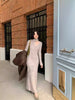 Vintage Knitted Midi Dress Y2K Autumn Slim with Scarf Long Sleeve Dress Female Korean Streetwear Chic All Match Female Vestidos