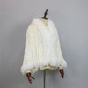 Extra Long Real Genuine Natural Knitted Rabbit Fur Shawl Coat with Fox Fur Collar Women's Knit Jacket Cape