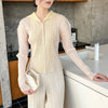 Spring Colorblock Lapel Women's Pleated Short Coat Casual Versatile Single Breasted Jackets 2DB6388