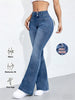 Women's Flared Pants, Non-Denim Printed Elastic High Waist Slim Leggings, Gym Training Wide Leg Leggings Casual Wear