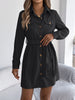 Autumn Winter Casual Solid Color Corduroy Women Dresses Elegant Single Breasted Long Sleeve Lace Up Mini Dress Khaki Black Red