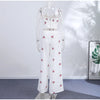 Floral Printed 3pcs Sets for Women Strap Corset Lapel Blazer Jacket Straight Pants Lady Set Vacation Outfits Suits
