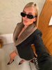 Faux Fur Collar Trim Tweed Set Long Sleeve Side Pockets Chic Women Blazer High Waist Mini Skirt Autumn Elegant Suit