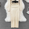 Elegant Turtleneck Long Sleeve Knit Soft Tight Pencil Dress with Belt Slim Warm Sweater Vestido Sexy Women Winter Robe