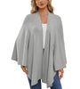 Elegant Shawl Wraps Soft Open Front Poncho Sweater Women Loose V-Neck Cape Casual Solid Color Soft Open Front Poncho Bat Shirt
