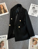 Blazer Coat Metal Buckle Small Suit Jacket Women Clothing Double Breasted Long Sleeve Office Lady Elegant Blazers