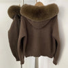 Knitwear Cardigan Women Spring Knitted Jacket Female Autumn Hooded Real Fox Fur Coat Natural Short Fur Coat Casual