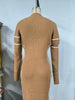 Autumn Women's Elegant Slim Fit O-Neck Long Sleeve Dress High Street Bright Line Decoration Designer Vintage Style