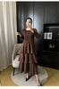 Spring Ruffled Lantern Sleeve Pleated Dress Atmospheric Design Sense Pleated Long Dresses Women's Clothing