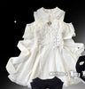 Original Japanese Lace Off-Shoulder Long Sleeve Dress Sweet Girl Kawaii Bowknot Women's Elegant Lolita Short Dresses