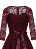 Sweetheart Neck Elegant Lace Long Swing Dress Women 3/4 Length Sleeve Belted Spring Autumn Vintage Ladies Midi Dresses