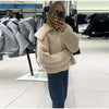 Soft Fleece Jacket For Women Elegant Oversized Lapel Long Sleeve Zipper Cropped Coat Lady Spring Casual Outerwear