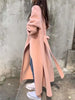 Pink Double Sided Cashmere Coat Women's Mid Length Autumn Winter High End Split Belt Coats Streetwear 2DA7712