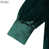Stylish Waisted Party Dress Autumn Dreses Elegant Women Long Lantern Sleeve Robe Solid A Line Satin Long Dresses