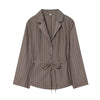 Women Elegant Striped Blazer Suit Slim Button Blazer or Wide-leg Pants Spring Fall Mujer Commute Pants Set