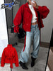 Solid Tie Waist Cinching Suede Jackets Women Chic Stand Up Collar Loose Crop Short Coats Lady Autumn Commute Daily Outfit
