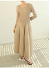 Pleated Long Sleeve Flower Bud Dress Spring Lantern Long Casual Elegant Dresses Dubai Abaya Women Designer Clothes