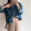 Korean Loose Casual Women's Denim Shirt Vintage Outerwear Spring Blusas Tops Long Sleeve Thin Casual Coats Street