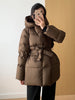 Winter Women's Down Jackets Ultra Light Warm Cusual Coat Female Puffer Jacket With Belt Plus Size Hooded Short Parka