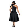 Women Big Bow Shoulder Skew Collar Big Swing Knee Length Dress Belt Street Vestidos Sexy Party Evening Chic Dresse
